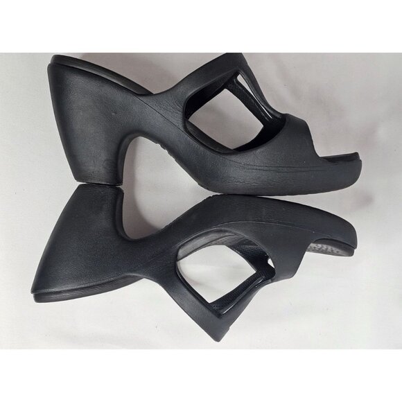 Crocs Cyprus Black Women's Size 8 High Heels Slip on Strappy Sandals Platform - Picture 4 of 7